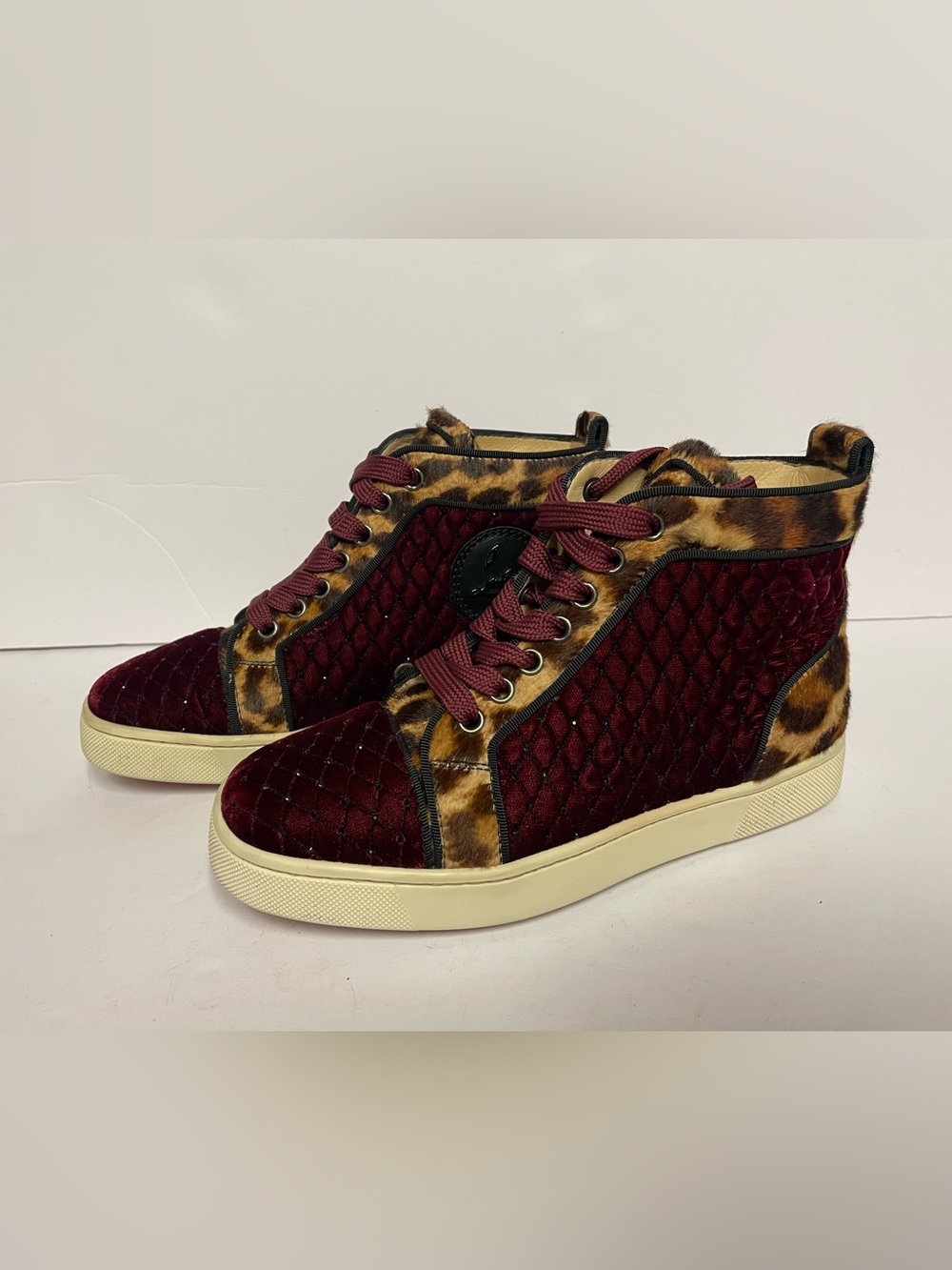 Christian Louboutin Louis flats Burgundy leopard High-Top Sneakers 35